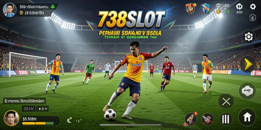 Tampilan menarik dari gameplay sepak bola di 738SLOT.