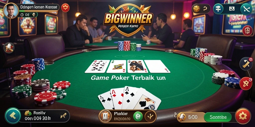 Screenshot BIGWINNER menampilkan gameplay seru permainan Poker.