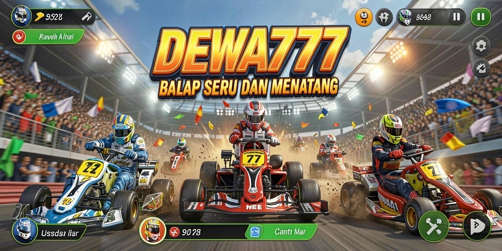 Screenshot gameplay DEWA777 menunjukkan aksi balap yang intens.