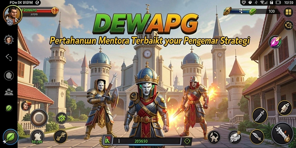 Tampilan seru gameplay Tower Defense DEWAPG dengan menara strategis.