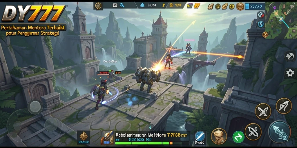 Screenshot gameplay DY777 menampilkan menara yang siap menghadang musuh.