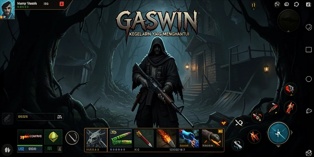 Screenshot GASWIN menampilkan gameplay menyeramkan dan suasana mencekam.