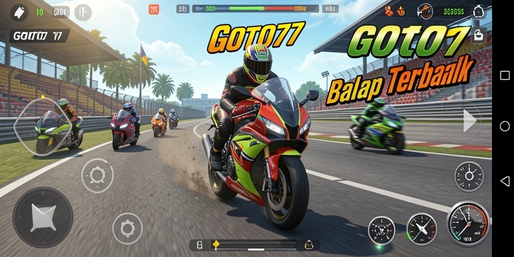 Tampilan gameplay GOTO77 yang mendebarkan saat balap motor.