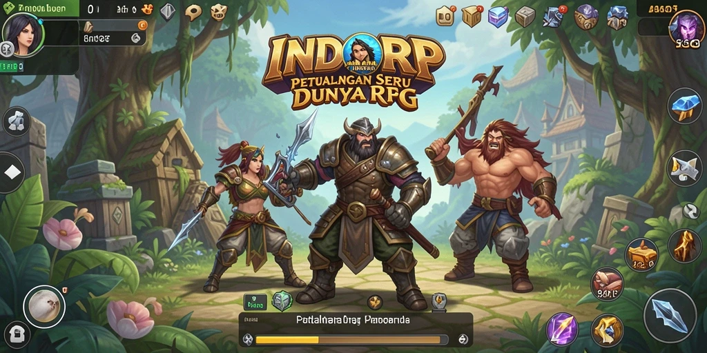 Tampilan gameplay INDORP dengan petualangan epik dan pertempuran seru.