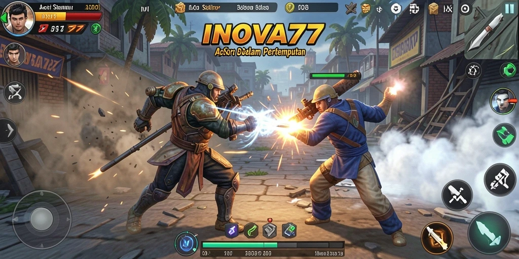 Tampilan gameplay seru di INOVA77 dengan aksi berkecepatan tinggi.