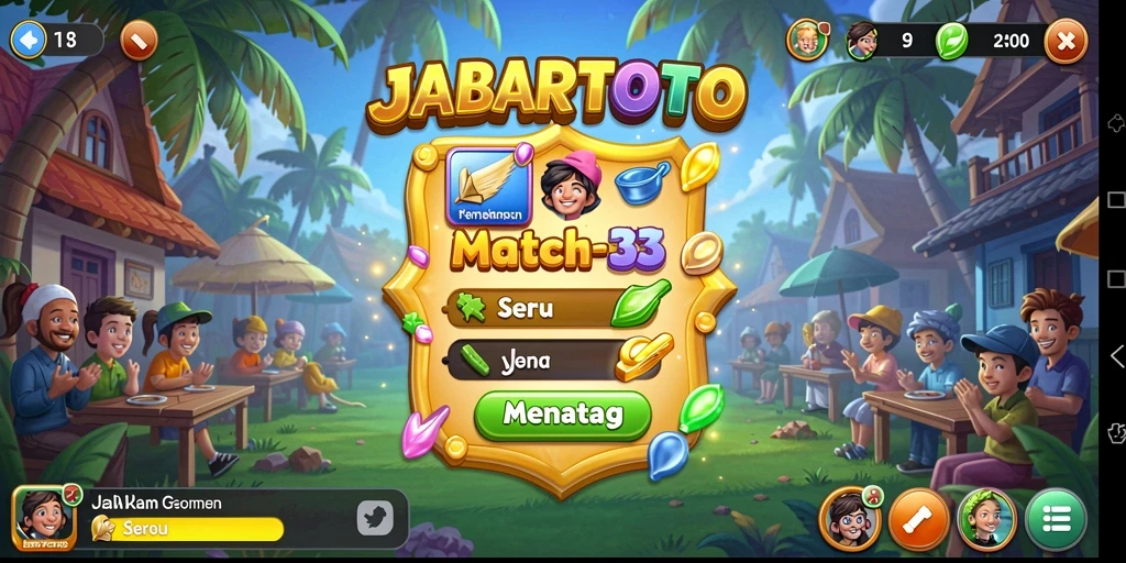 Tangkapan layar gameplay JABARTOTO yang menunjukkan keseruan permainan Match-3.