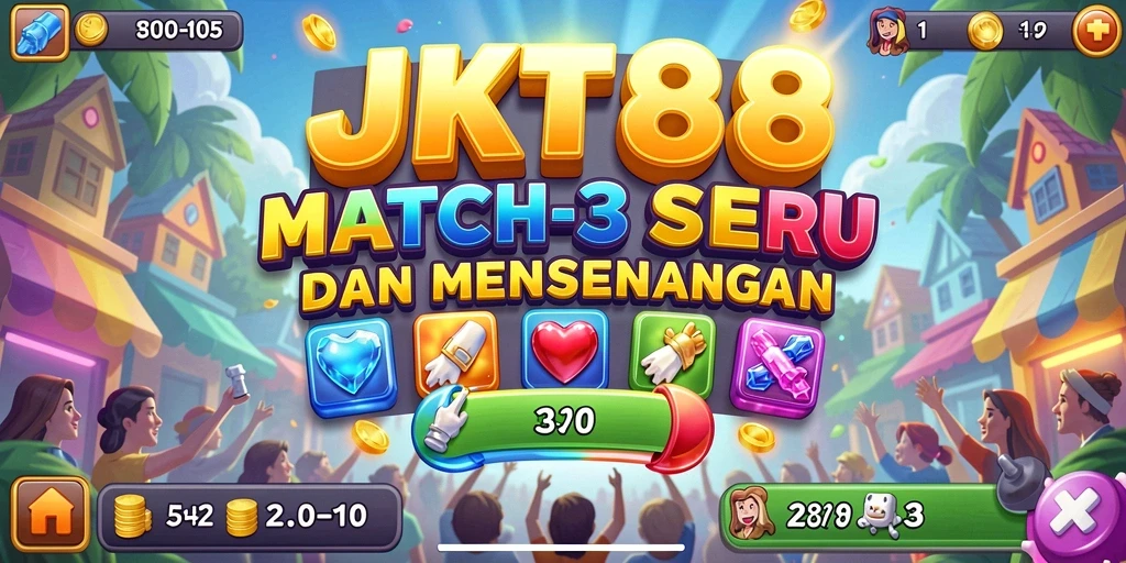 Tampilan menarik dari gameplay JKT88 game Match-3.