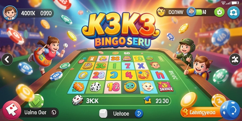 Tangkapan layar utama K3K3 menampilkan gameplay Bingo yang seru.