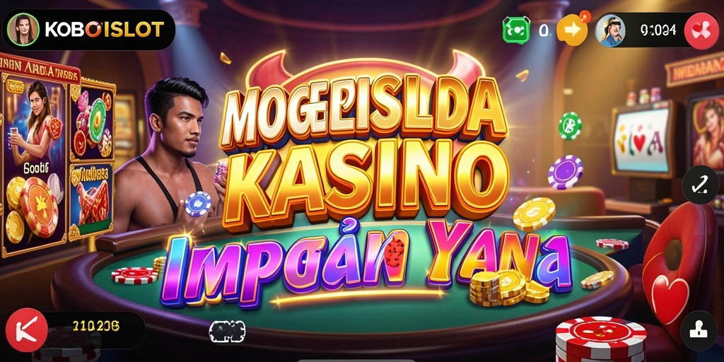 Screenshot utama KOBOISLOT menampilkan kasino yang megah dan penuh warna.