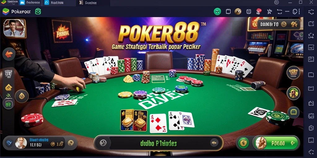 Tangkapan layar POKER88 menunjukkan pemain dalam aksi strategis poker.