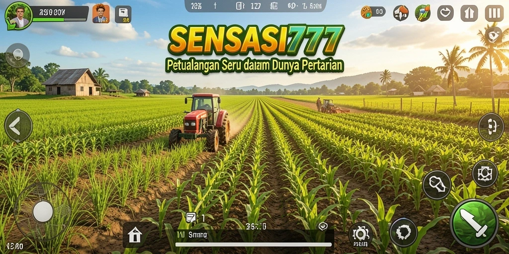 Screenshot gameplay SENSASI777 menampilkan suasana pertanian yang indah.