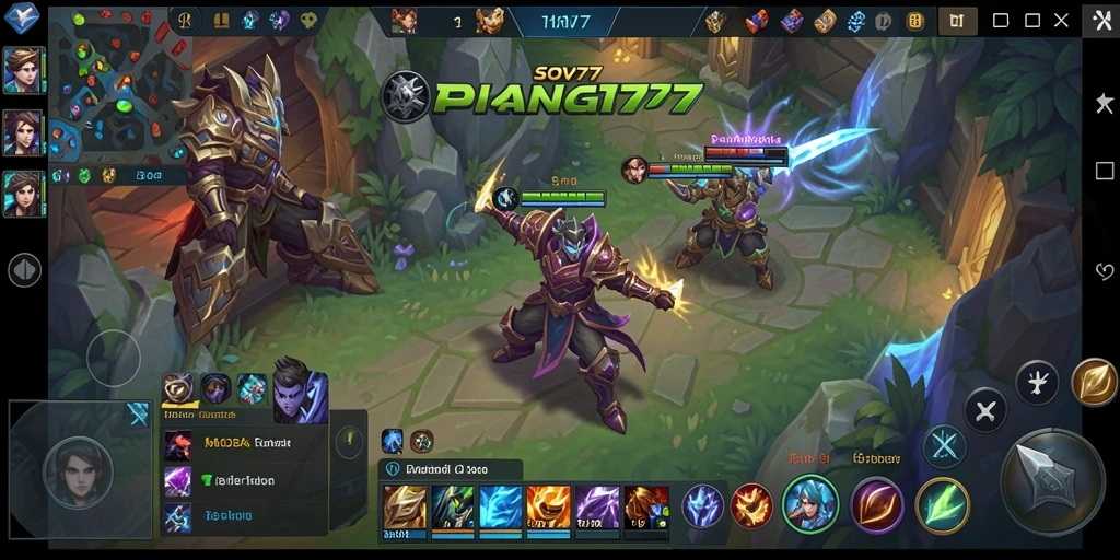 Screenshot SOV777 menampilkan aksi kuat dalam pertempuran MOBA.